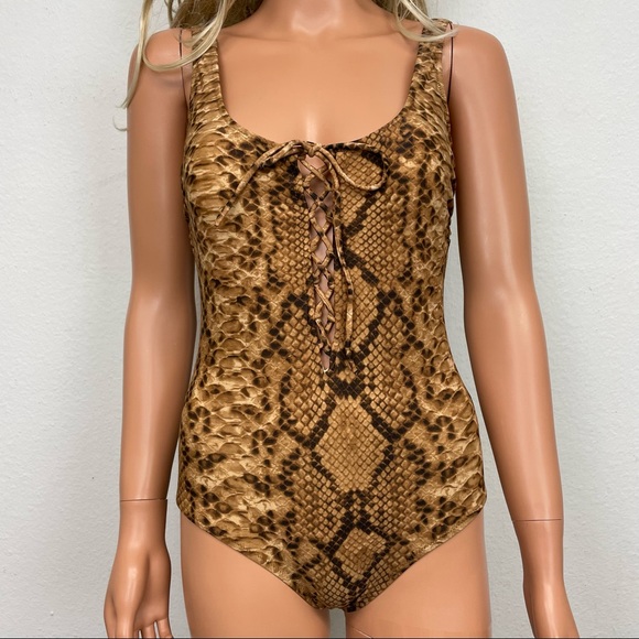 Gottex brown snake print one piece swimsuit - Picture 1 of 7